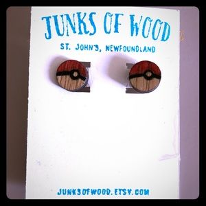 Handmade Pokémon Wood Pokeball Earrings